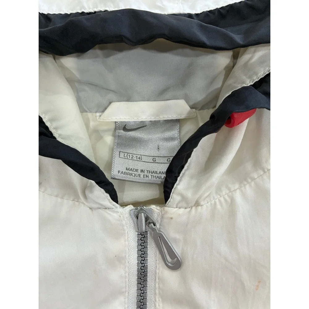 Nike Vintage 90s Windbreaker Half Zip Hoodie White Red Black Mens Large L(12-14)